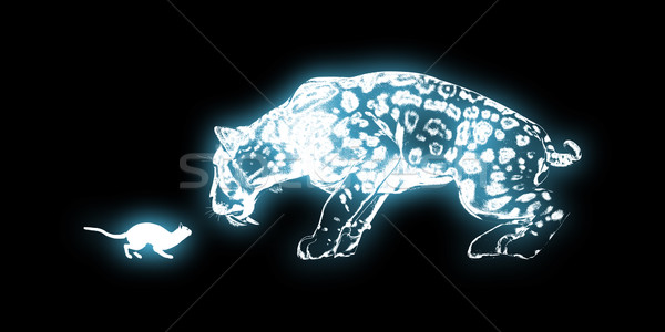 Wiara działalności kotek kot Tygrys wydruku Zdjęcia stock © kentoh