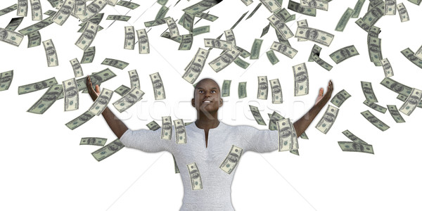 Zwarte man geld vallen hemel business man Stockfoto © kentoh
