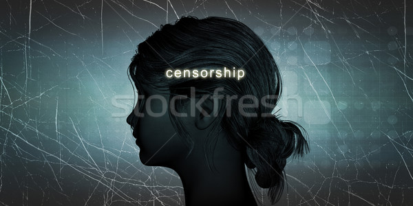Mulher censura pessoal desafiar azul Foto stock © kentoh