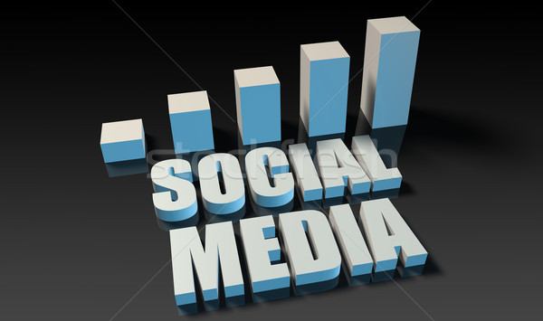 Médias sociaux graphique graphique 3D bleu noir [[stock_photo]] © kentoh