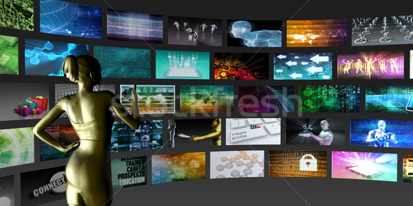 Vídeo de streaming tecnologia senhora assistindo negócio Foto stock © kentoh
