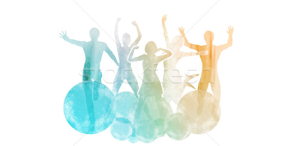 Group of Friends Jumping for Joy Stock photo © kentoh