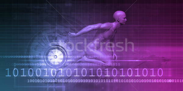 Férfi gép egyensúly tudomány technológia internet Stock fotó © kentoh