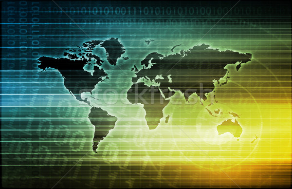 Telecommunicatie wereldkaart gegevens telefoon wereld achtergrond Stockfoto © kentoh