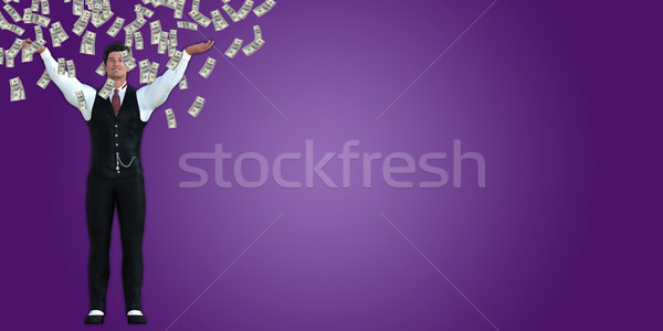 Corporate Business Man Catching Money Falling From the Sky Stock photo © kentoh