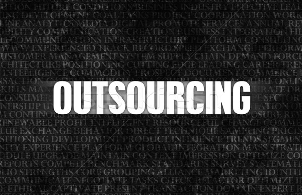 Outsourcing business motivatie stenen muur muur achtergrond Stockfoto © kentoh