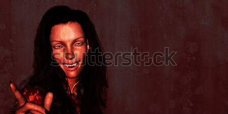 Halloween wampira kobieta krwi ściany strony Zdjęcia stock © kentoh
