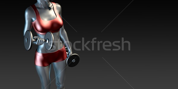Frau Heben Gewichte Fitness weiblichen Stock foto © kentoh