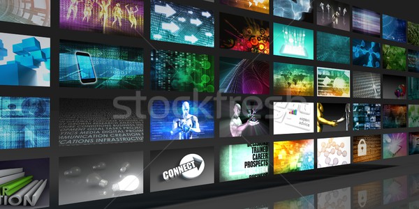 Média technológiák videofal üzlet háttér hálózat Stock fotó © kentoh