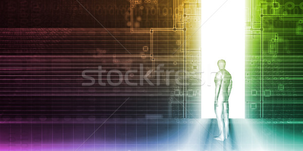 Man Standing In Front of Technology Portal Stock photo © kentoh