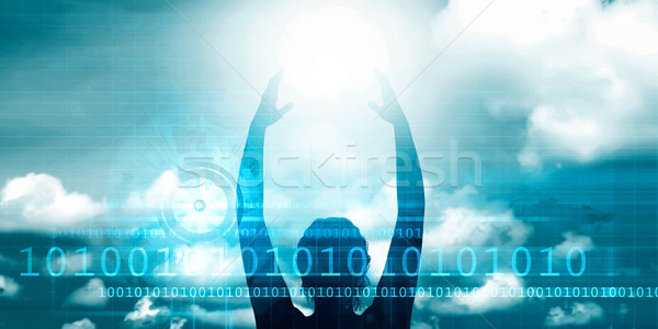 Viitor tehnologie profesional femeie cer abstract Imagine de stoc © kentoh