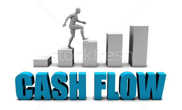 Stockfoto: Cashflow · 3D · Blauw · staafdiagram · grafiek · onderwijs
