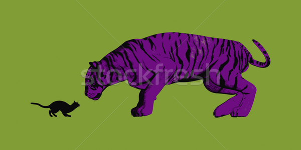 Destemido pequeno gato tigre negócio Foto stock © kentoh