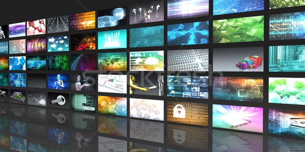 Technologia bezprzewodowa social media nowoczesne ilustracja komputera książki Zdjęcia stock © kentoh