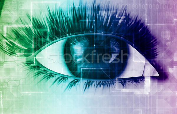 Biztonság írisz retina azonosítás zár digitális Stock fotó © kentoh