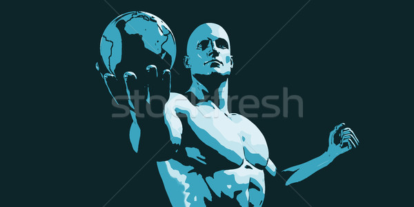 Businessman Executive Holding Globe Stock photo © kentoh