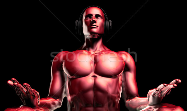 Man with Headphones Listening to Music Meditating Stock photo © kentoh