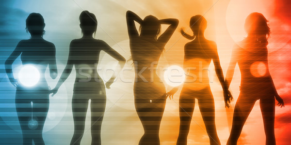 Spiaggia tramonto silhouette sole donna Foto d'archivio © kentoh