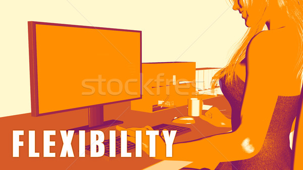 Rugalmasság nő néz számítógép üzlet osztályterem Stock fotó © kentoh