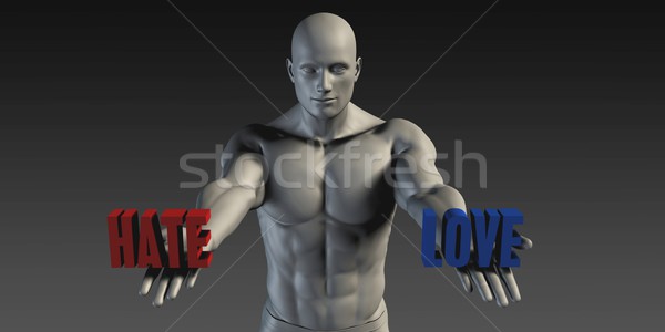 Ódio amor escolha diferente crença azul Foto stock © kentoh