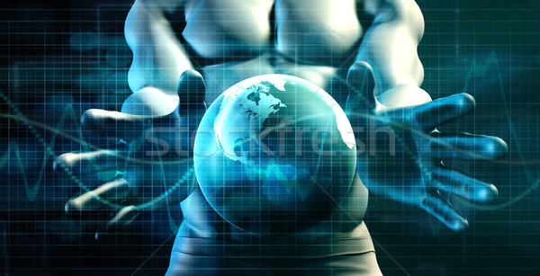 Businessman Executive Holding Globe Stock photo © kentoh