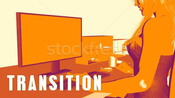 Übergang Frau schauen Computer Business Klassenzimmer Stock foto © kentoh