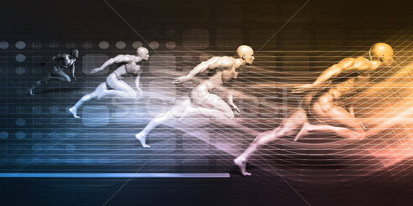 Athlétique formation courir ensemble concurrence sport Photo stock © kentoh