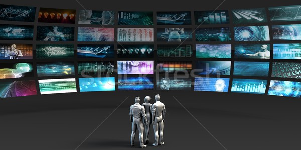 Multimedia wettbewerbsfähig Analyse Unterhaltung Technologie Wand Stock foto © kentoh