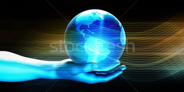 Homem globo tecnologia abstrato fundo Foto stock © kentoh