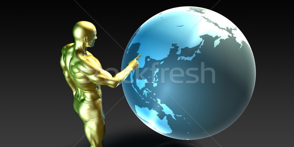 Businessman Pointing at Asia Stock photo © kentoh