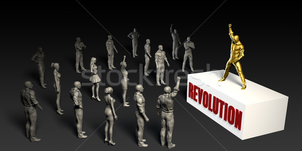 Revolutie info luptă femei mulţime bărbaţi Imagine de stoc © kentoh