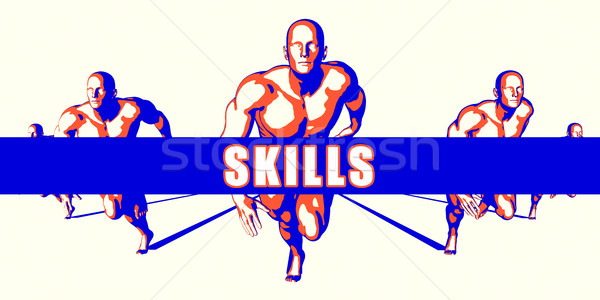 Fähigkeiten Wettbewerb Illustration Kunst Hintergrund orange Stock foto © kentoh