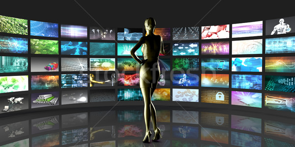 Video Streaming Technologie Dame beobachten Business Stock foto © kentoh