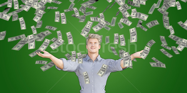 Man geld vallen hemel achtergrond financieren Stockfoto © kentoh