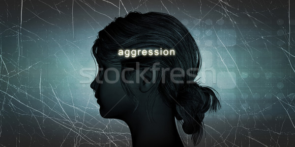 Nő szemben agresszió személyes kihívás kék Stock fotó © kentoh