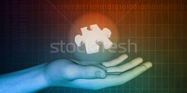 Hand Holding Jigsaw Piece Stock photo © kentoh