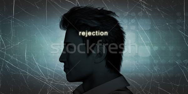 Férfi visszautasítás személyes kihívás kék munkás Stock fotó © kentoh