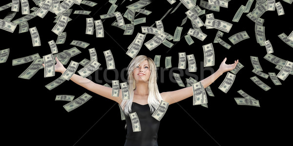 Woman Catching Money Falling From the Sky Stock photo © kentoh