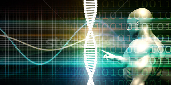 Scientist Analysing DNA Helix Strand Stock photo © kentoh