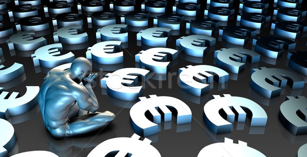 Słaby euro waluta człowiek płacz Zdjęcia stock © kentoh