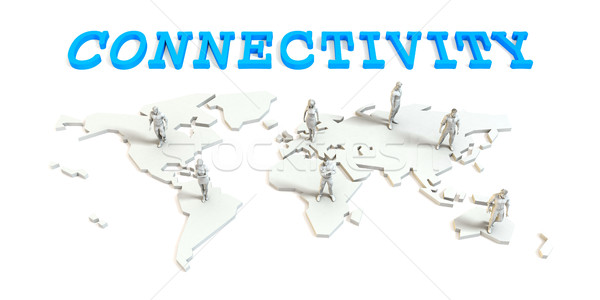 Konnektivität global Business abstrakten Menschen stehen Karte Stock foto © kentoh