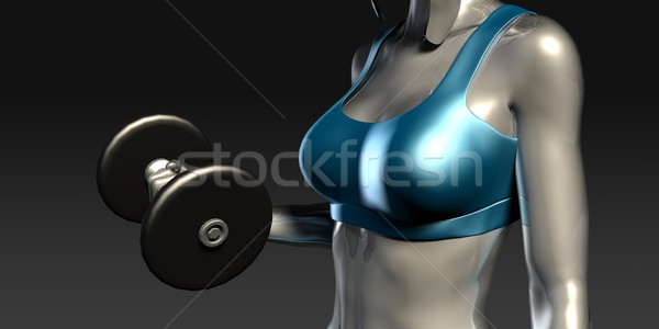 Stock photo: Metal Steel Woman Lifting Weights