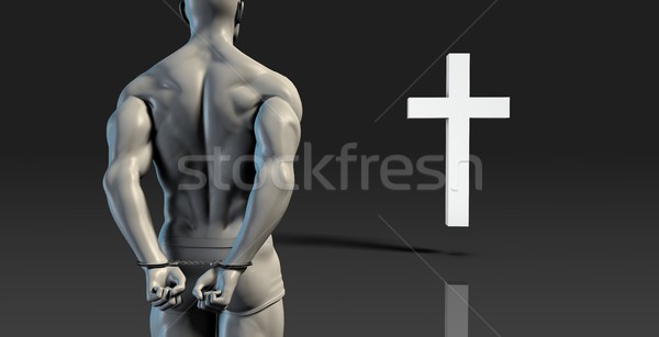 Inmate Converting to Christian Faith Stock photo © kentoh