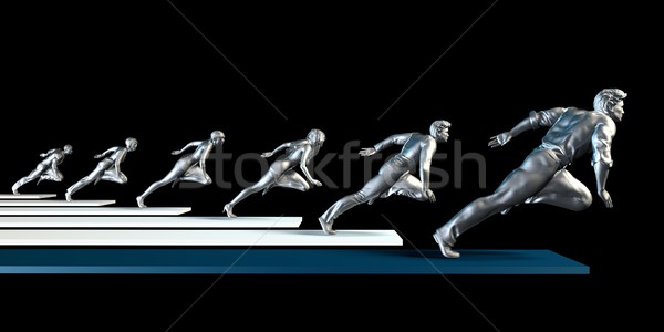 Foto stock: Pessoas · de · negócios · corrida · corrida · raça · negócio · mulheres