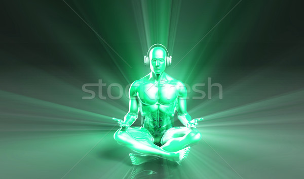 Man Listening to Music Meditating Stock photo © kentoh