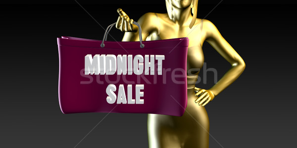 Mitternacht Verkauf Dame halten Einkaufstaschen Hintergrund Stock foto © kentoh