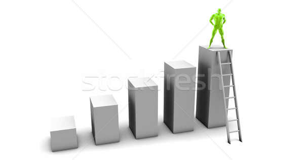 Homem escalada para cima escada topo empresário Foto stock © kentoh