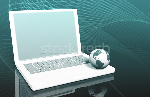 Surfing Internet laptop glob tehnologie blocnotes Imagine de stoc © kentoh