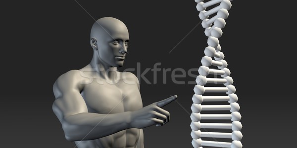 Scientist Pointing at DNA Helix Structure Stock photo © kentoh