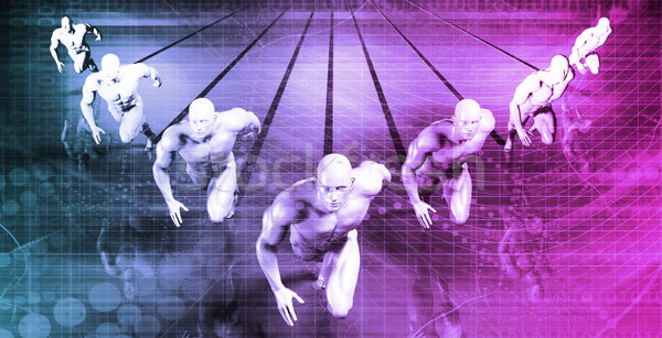 Businessmen Teamwork Running Together Stock photo © kentoh